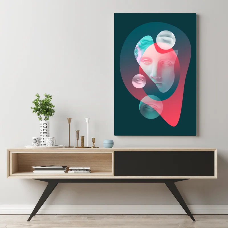 Leinwandbild surreales klassisches gesicht im duoton Leinwandbild surreales klassisches gesicht im duoton