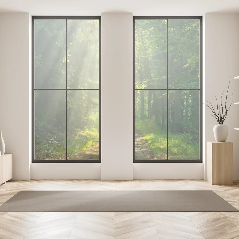 Fensteraufkleber sonnenbeschienener waldpfad Fensteraufkleber sonnenbeschienener waldpfad