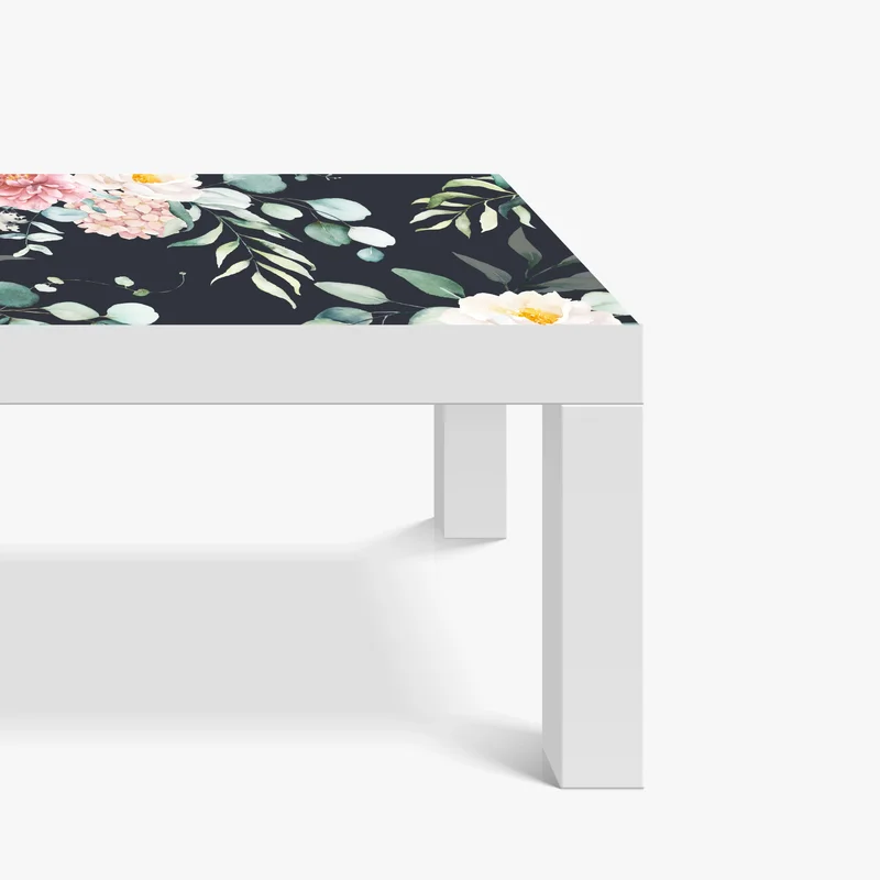 Tischaufkleber und Schreibtischaufkleber elegantes aquarell-blumenmuster auf dunklem hintergrund