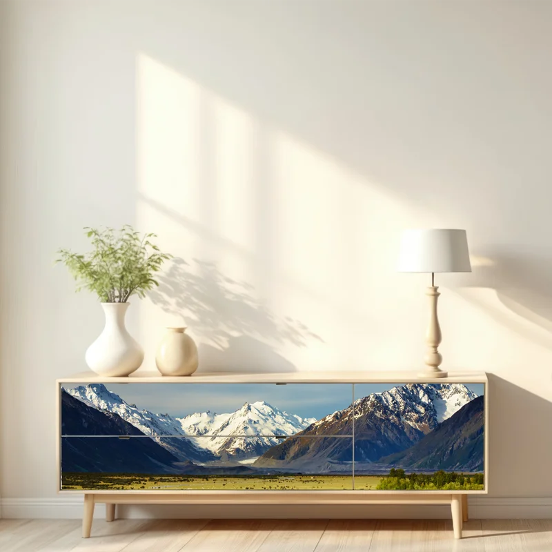 Repositionierbarer Aufkleber straße zu den Südlichen Alpen, Neuseeland