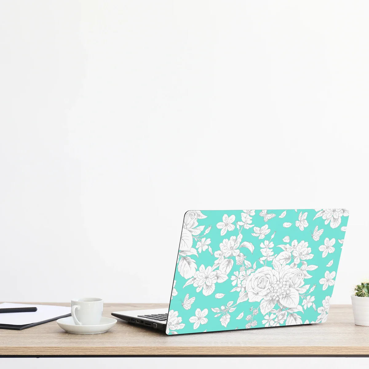 Laptop-Aufkleber türkis floral muster mit blumen Laptop-Aufkleber türkis floral muster mit blumen
