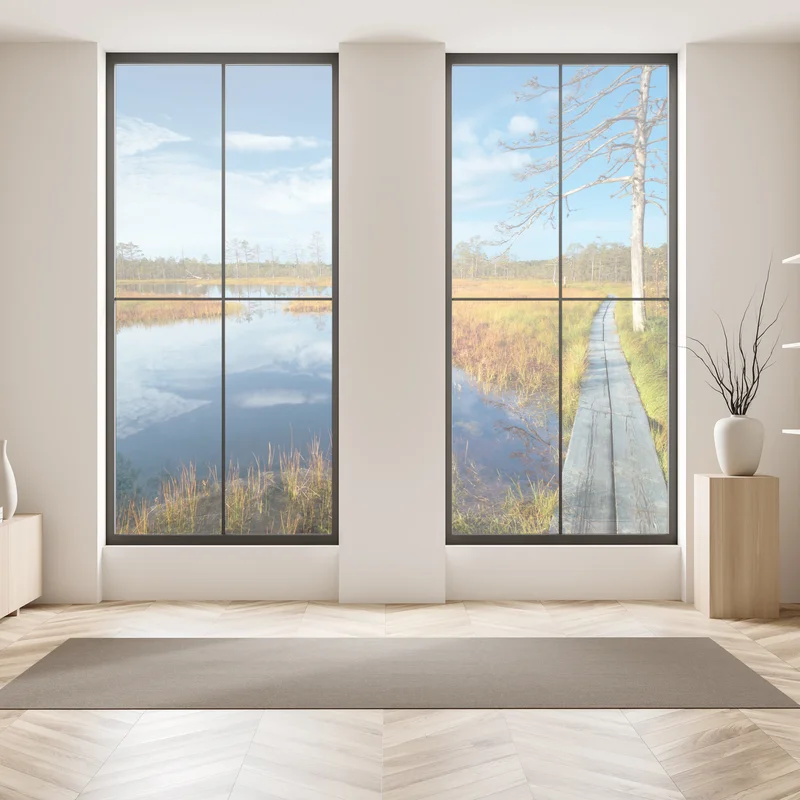 Fensteraufkleber herbststeg über ruhigem moor Fensteraufkleber herbststeg über ruhigem moor