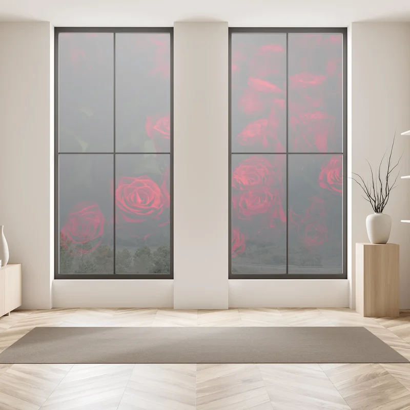 Fensteraufkleber dunkler rosenstrauß