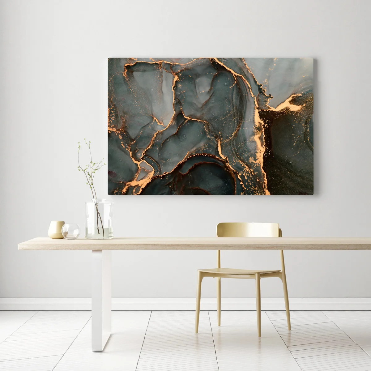 Leinwandbild luxuriöse türkis abstraktion mit goldenen adern Leinwandbild luxuriöse türkis abstraktion mit goldenen adern