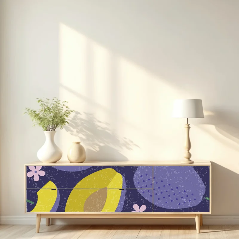 Repositionierbarer Aufkleber verspieltes pflaumenmuster mit blättern