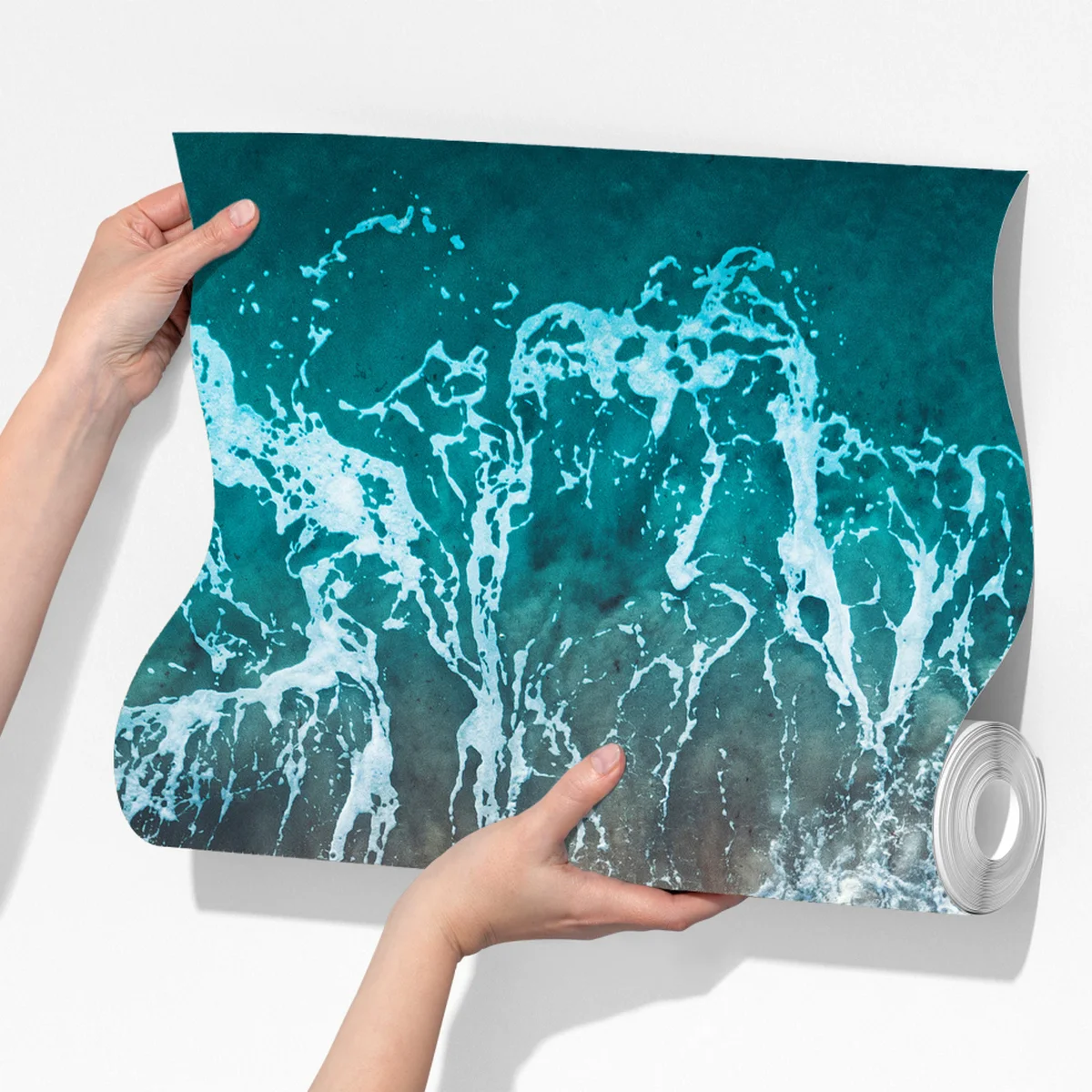 Fototapeta lotnicze ujęcie turkusowych fal na piaszczystej plaży Fototapeta lotnicze ujęcie turkusowych fal na piaszczystej plaży