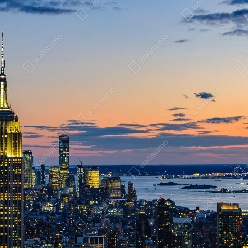Fototapete New York skyline bei dämmerung Fototapete New York skyline bei dämmerung