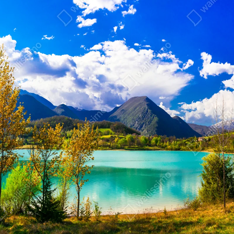 Fensteraufkleber türkissee mit berglandschaft Fensteraufkleber türkissee mit berglandschaft