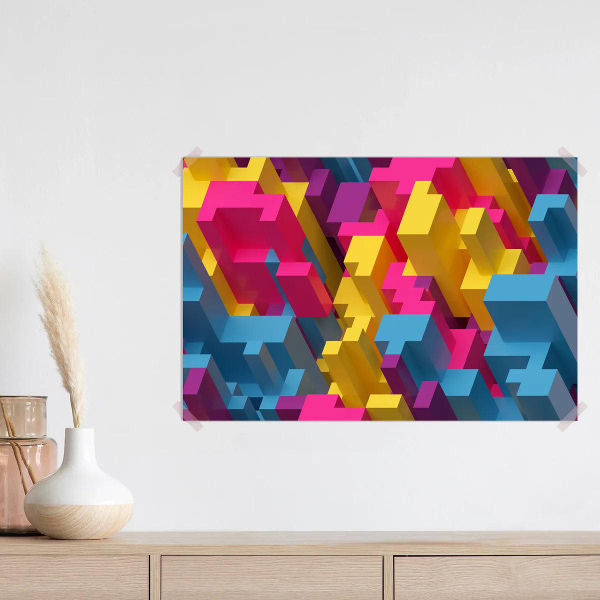 Poster buntes 3d-voxel-muster Poster buntes 3d-voxel-muster