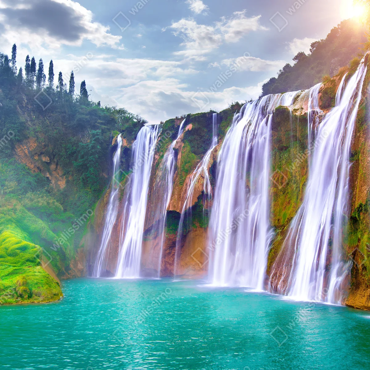 Fototapete Jiulong wasserfall türkis kaskade in Luoping, China Fototapete Jiulong wasserfall türkis kaskade in Luoping, China