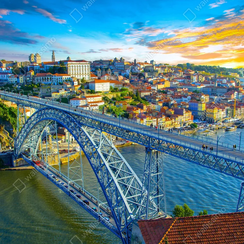 Fototapete sonnige Porto-stadtansicht mit brücke Fototapete sonnige Porto-stadtansicht mit brücke