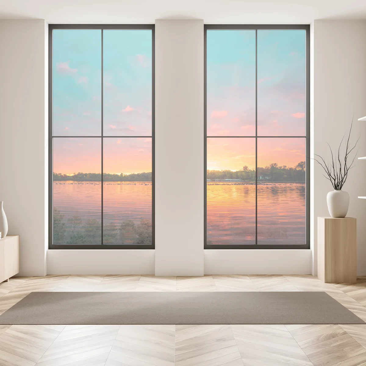 Fensteraufkleber türkisfarbener sonnenuntergang über ruhigem see Fensteraufkleber türkisfarbener sonnenuntergang über ruhigem see