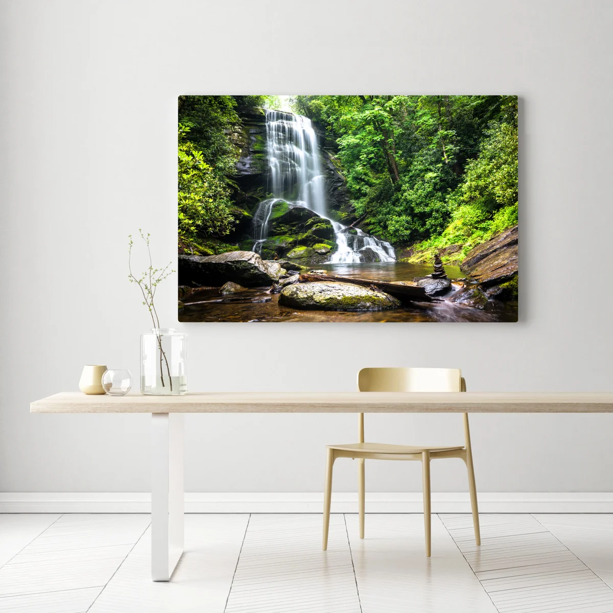 Leinwandbild ruhiger wasserfall im wald Leinwandbild ruhiger wasserfall im wald