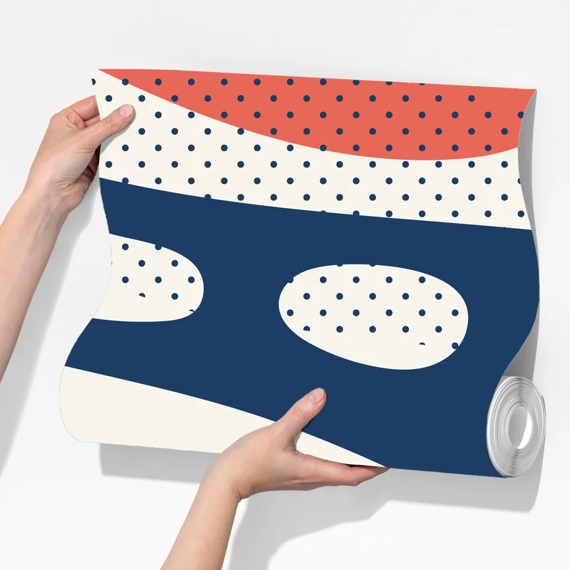 Fototapete retro korallenrot und marineblau abstraktes muster Fototapete retro korallenrot und marineblau abstraktes muster