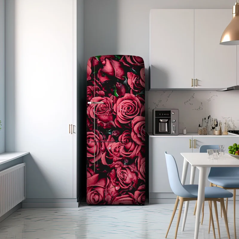 Kühlschrankaufkleber pralle rote rosen wandbild Kühlschrankaufkleber pralle rote rosen wandbild