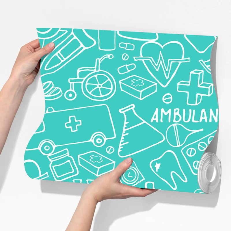 Fototapete türkises nahtloses muster mit medizinischen icons Fototapete türkises nahtloses muster mit medizinischen icons