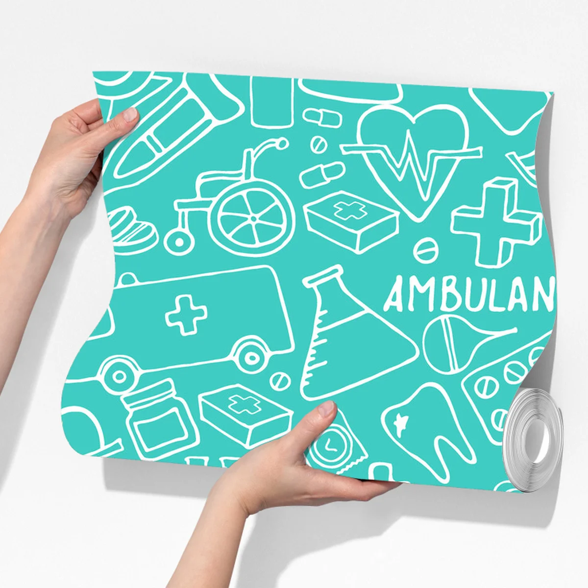 Fototapete türkises nahtloses muster mit medizinischen icons Fototapete türkises nahtloses muster mit medizinischen icons