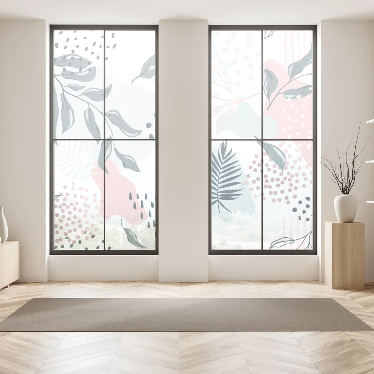 Fensteraufkleber pastellfarbenes botanisches abstraktes muster Fensteraufkleber pastellfarbenes botanisches abstraktes muster