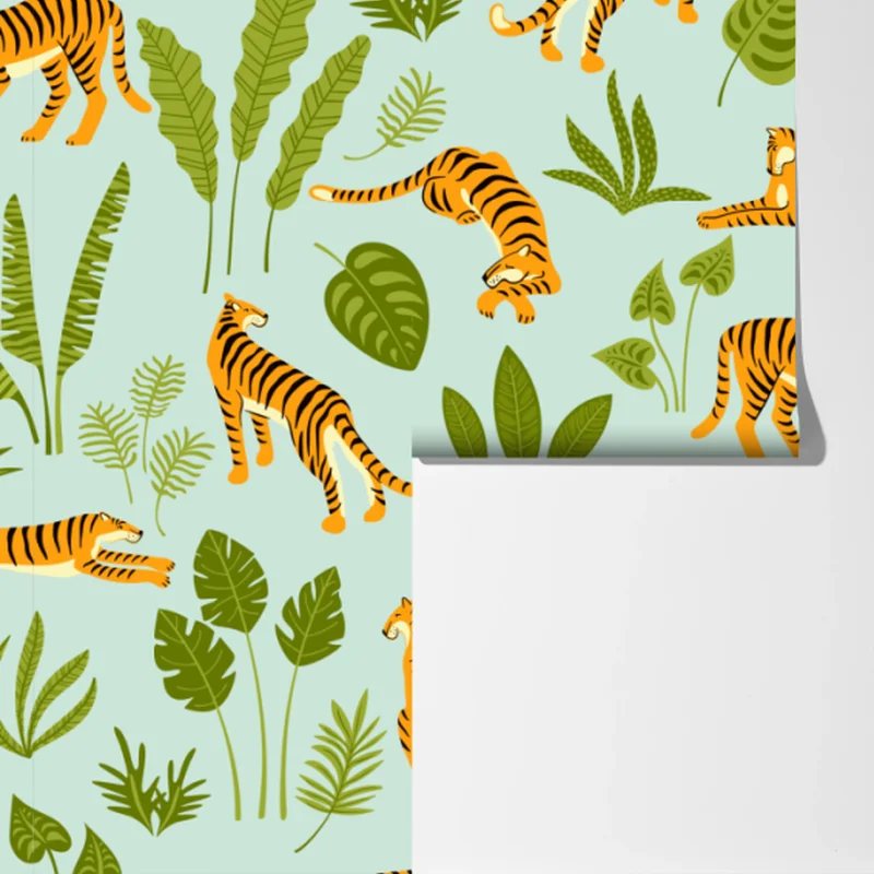 Fototapeta egzotyczne tygrysy wśród liści Fototapeta egzotyczne tygrysy wśród liści