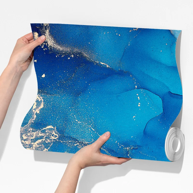 Fototapeta niebieska marmurowa abstrakcja z atramentu alkoholowego Fototapeta niebieska marmurowa abstrakcja z atramentu alkoholowego