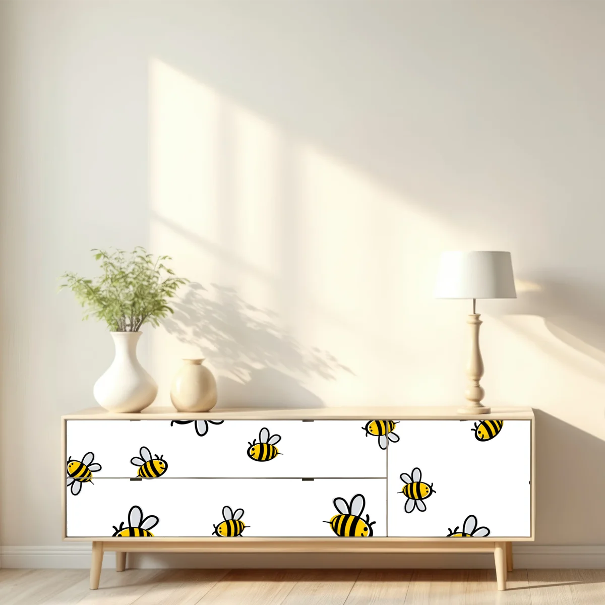 Repositionierbarer Aufkleber verspieltes bienenmuster für kinderzimmer Repositionierbarer Aufkleber verspieltes bienenmuster für kinderzimmer