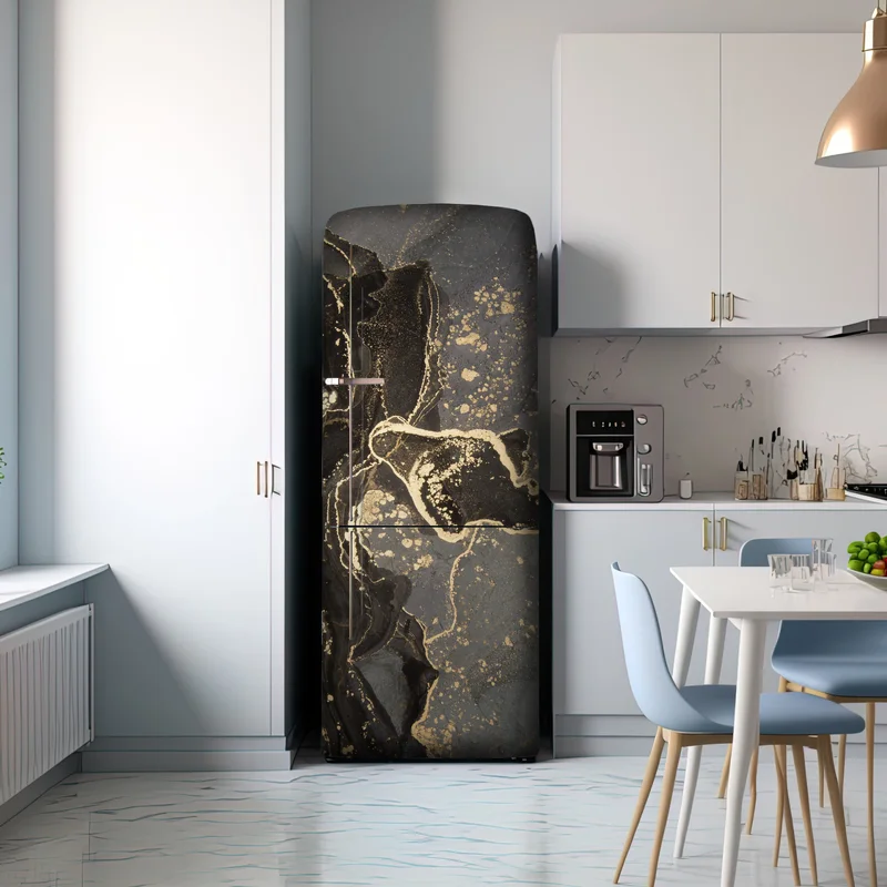 Kühlschrankaufkleber luxuriöser schwarz-goldener marmor abstrakt