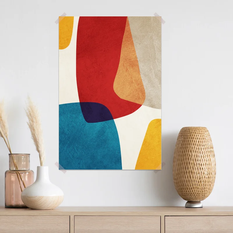 Poster fette abstrakte formen im retrostil • Poster bei Wallnifity® Poster fette abstrakte formen im retrostil • Poster bei Wallnifity®