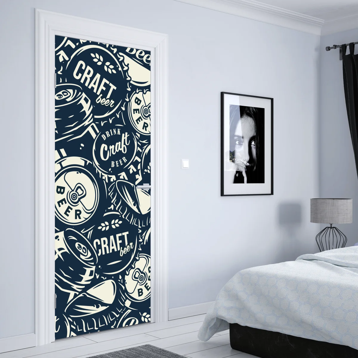 Türaufkleber muster mit craft-bier kronkorken Türaufkleber muster mit craft-bier kronkorken