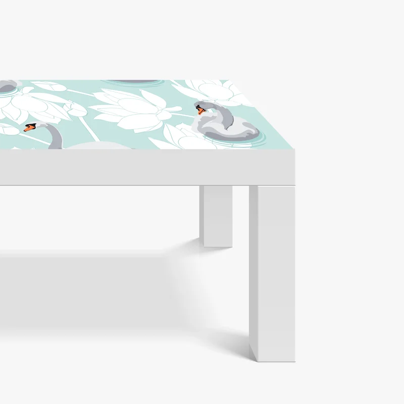 Tischaufkleber und Schreibtischaufkleber sanfte schwäne und lotusblumen