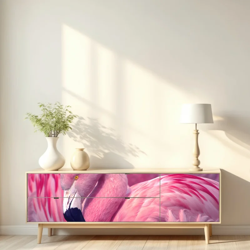 Repositionierbarer Aufkleber rosa flamingo nahaufnahme