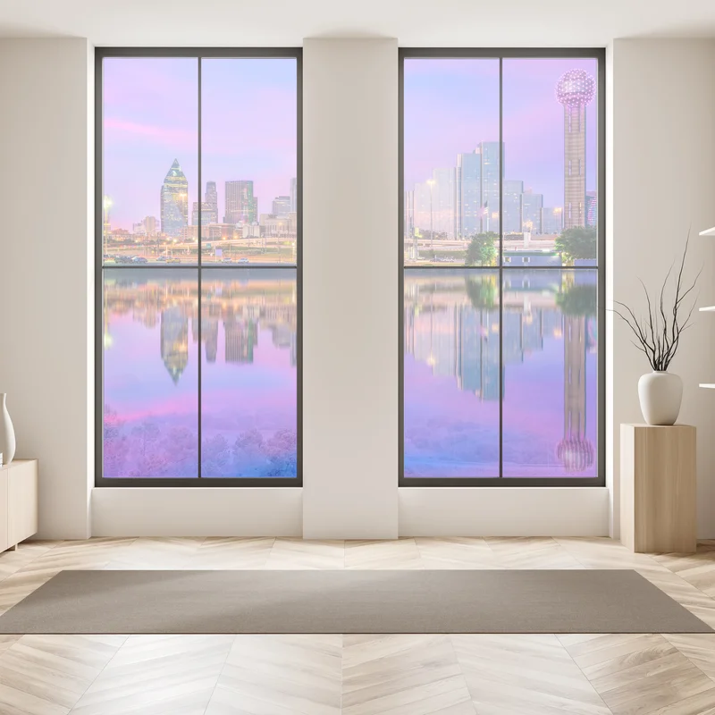 Fensteraufkleber Dallas skyline im violetten abendlicht