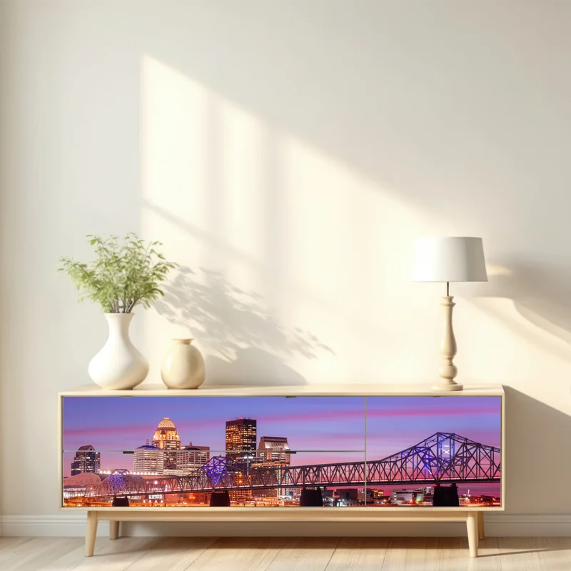 Repositionierbarer Aufkleber Louisville skyline bei dämmerung