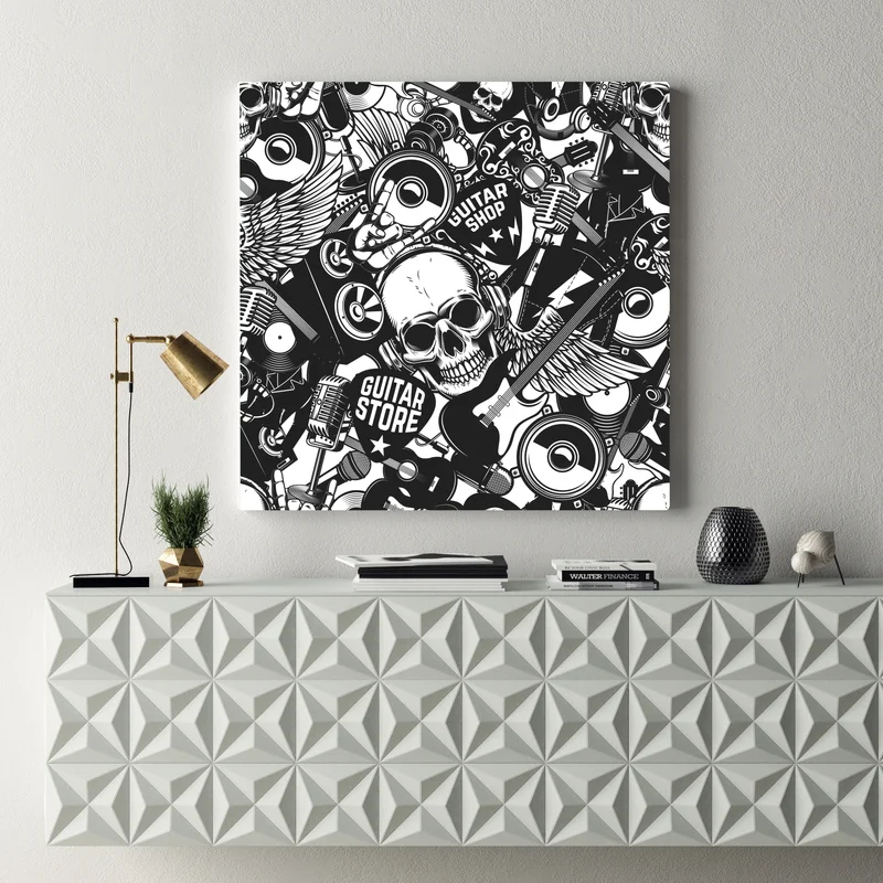 Leinwandbild rock-collage mit schädel und gitarre Leinwandbild rock-collage mit schädel und gitarre