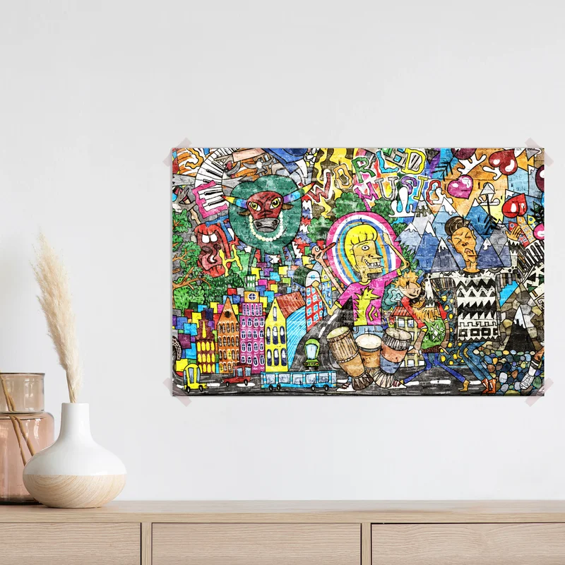 Poster farbenfrohes graffiti-wandbild Poster farbenfrohes graffiti-wandbild