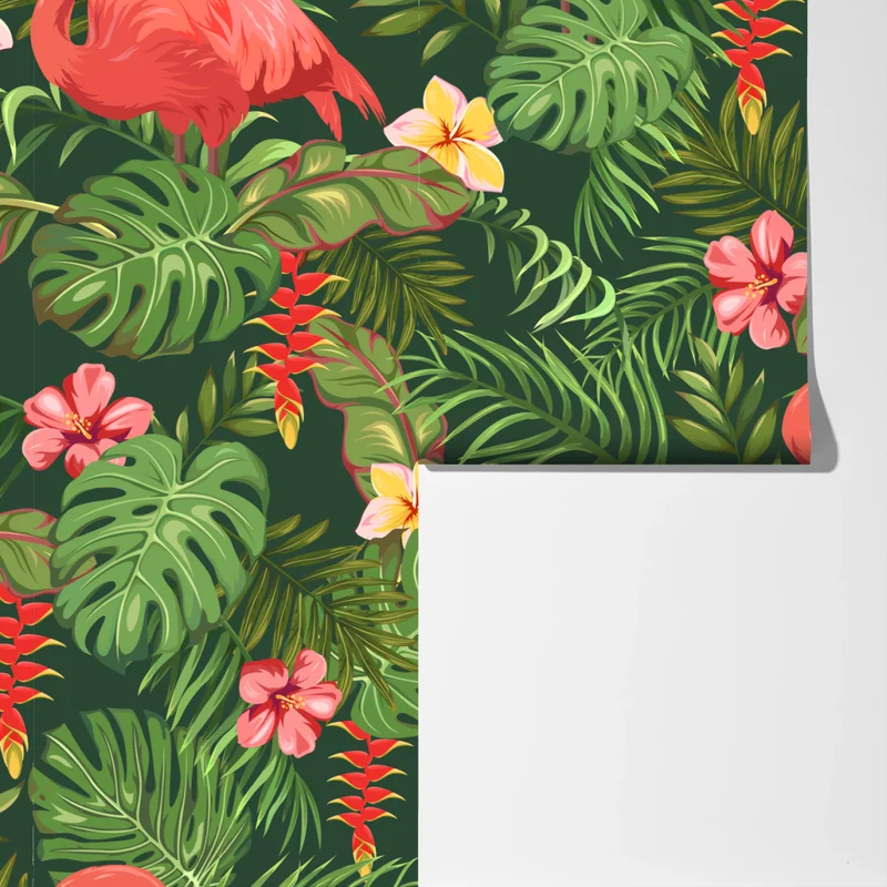 Fototapete tropisches flamingo-muster Fototapete tropisches flamingo-muster