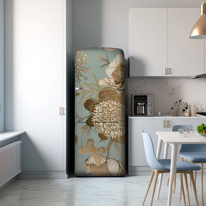 Kühlschrankaufkleber vintage botanisches blumenmotiv mit vogel Kühlschrankaufkleber vintage botanisches blumenmotiv mit vogel