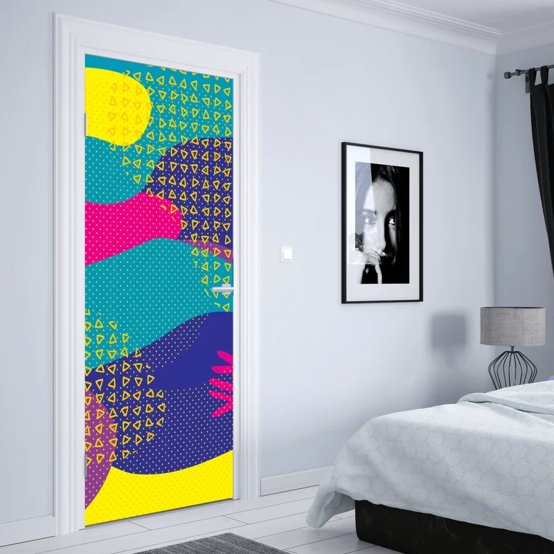 Türaufkleber lebhaftes abstraktes tropenmuster