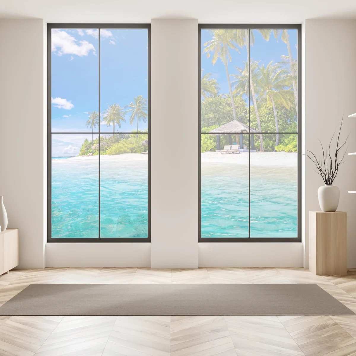 Naklejka na okno tropikalna turkusowa plaża Naklejka na okno tropikalna turkusowa plaża