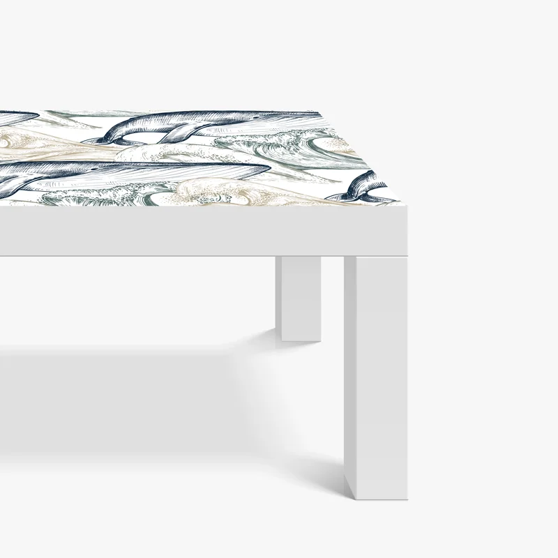 Tischaufkleber und Schreibtischaufkleber handgezeichnete wale und ozeanwellen