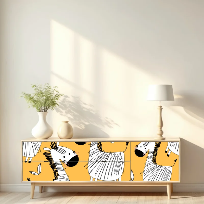 Repositionierbarer Aufkleber verspieltes zebramuster für kinderzimmer