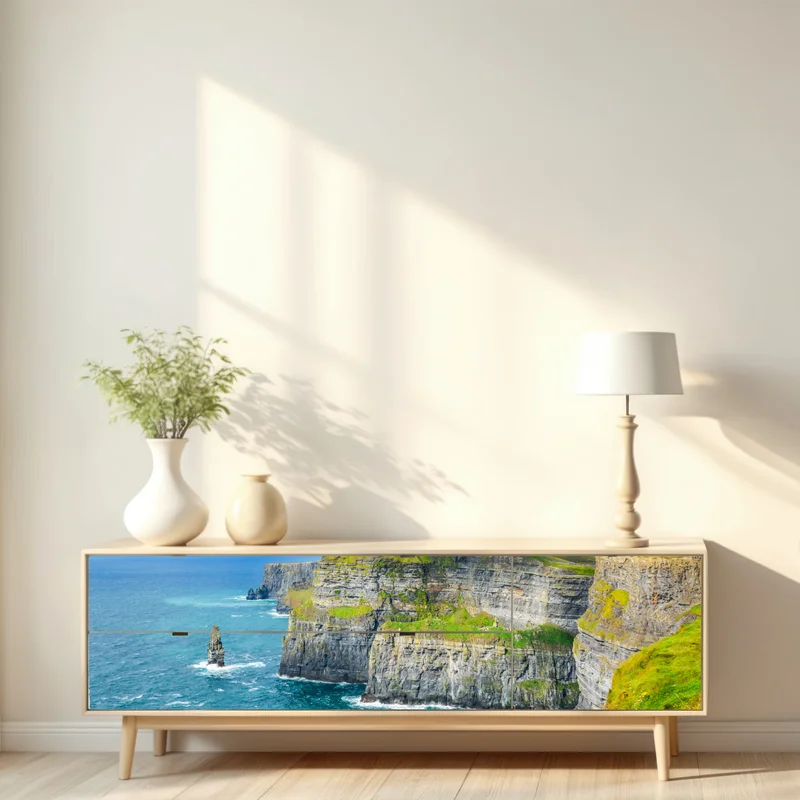 Repositionierbarer Aufkleber dramatische küstenklippen mit meerblick Repositionierbarer Aufkleber dramatische küstenklippen mit meerblick