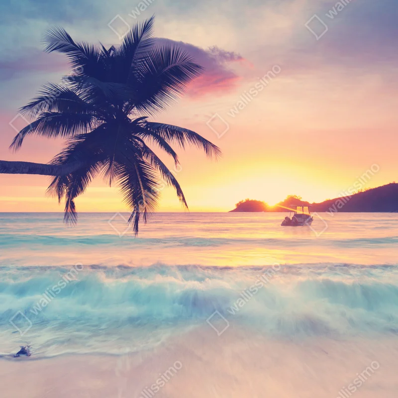 Fototapete tropischer pastellsonnenuntergang am meer Fototapete tropischer pastellsonnenuntergang am meer