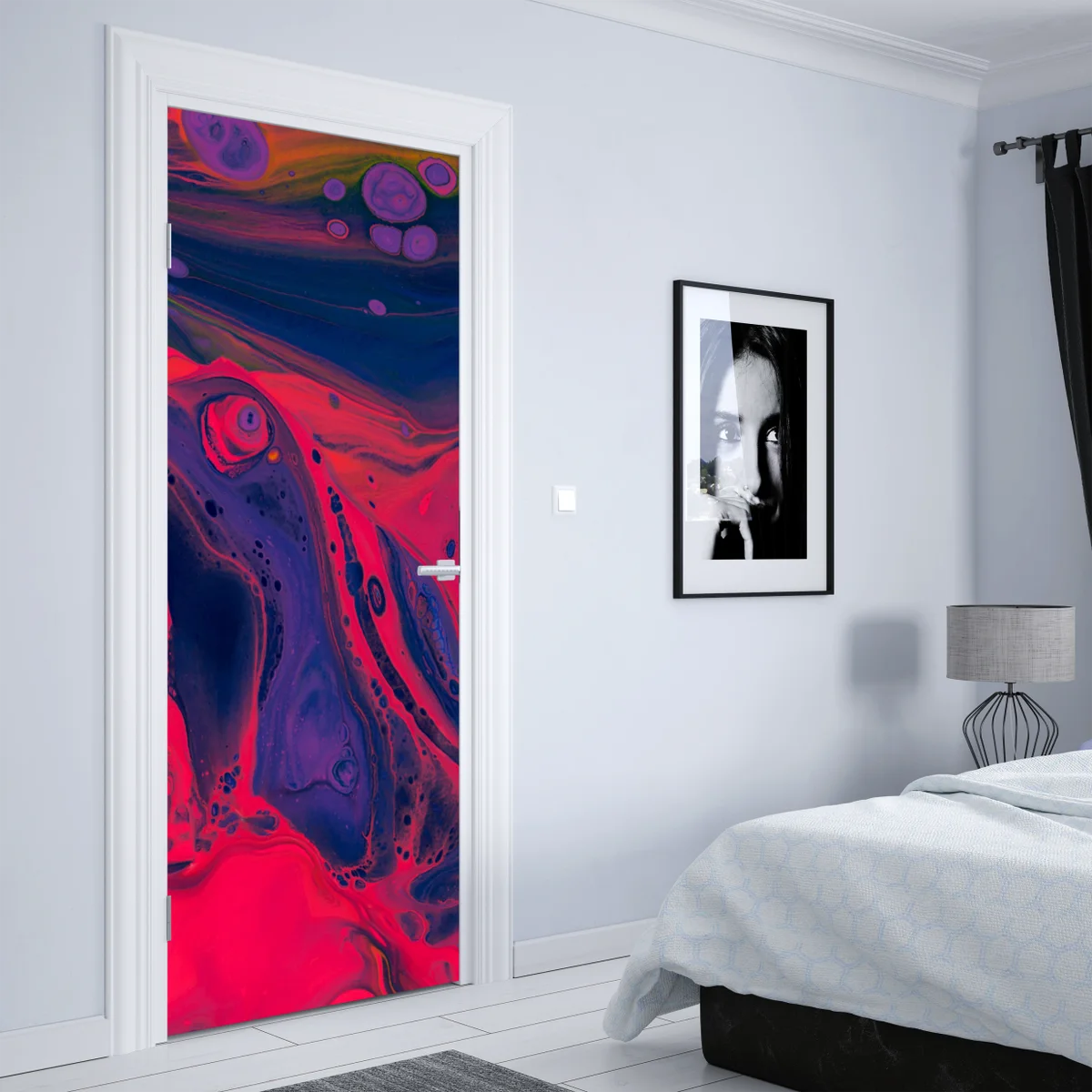 Türaufkleber leuchtende pinke abstrakte flüssige kunst Türaufkleber leuchtende pinke abstrakte flüssige kunst