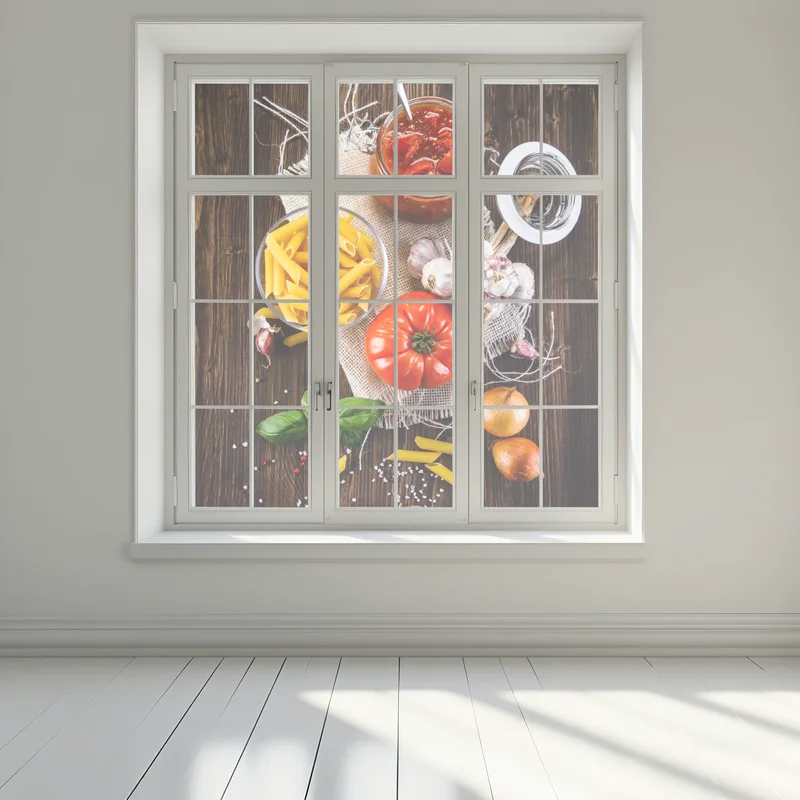 Fensteraufkleber rustikales italienisches pasta-arrangement