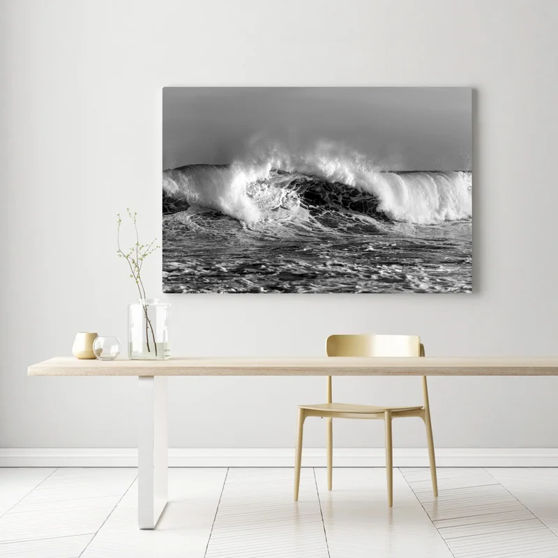 Leinwandbild dramatische schwarzweiß-welle des ozeans Leinwandbild dramatische schwarzweiß-welle des ozeans