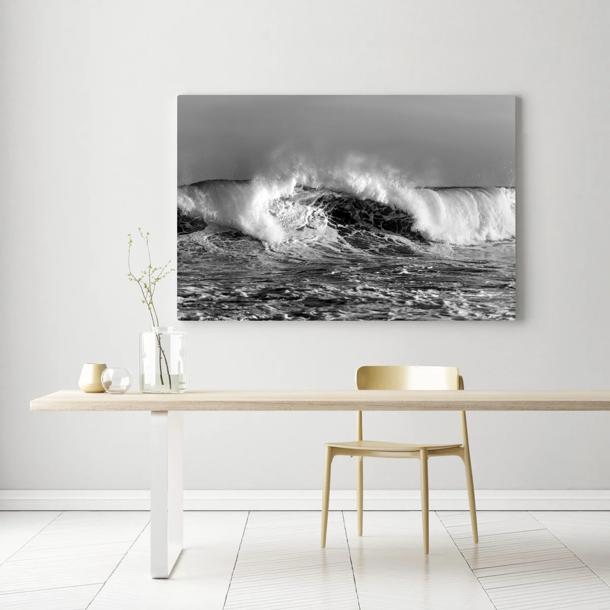 Leinwandbild dramatische schwarzweiß-welle des ozeans Leinwandbild dramatische schwarzweiß-welle des ozeans