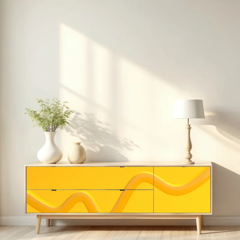 Repositionierbarer Aufkleber sonnige gelbe 3d-abstrakte kurve