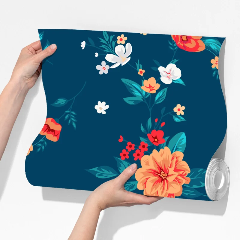 Fototapeta delikatny rozproszony wzór kwiatowy na głębokim turkusie Fototapeta delikatny rozproszony wzór kwiatowy na głębokim turkusie