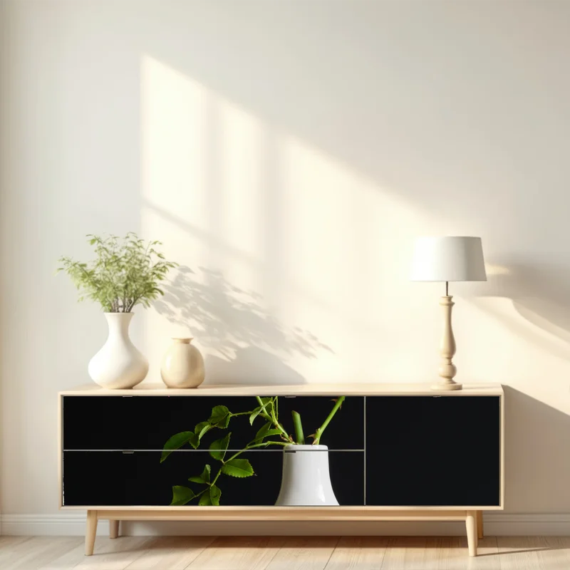 Repositionierbarer Aufkleber rosa rosen in weißer vase