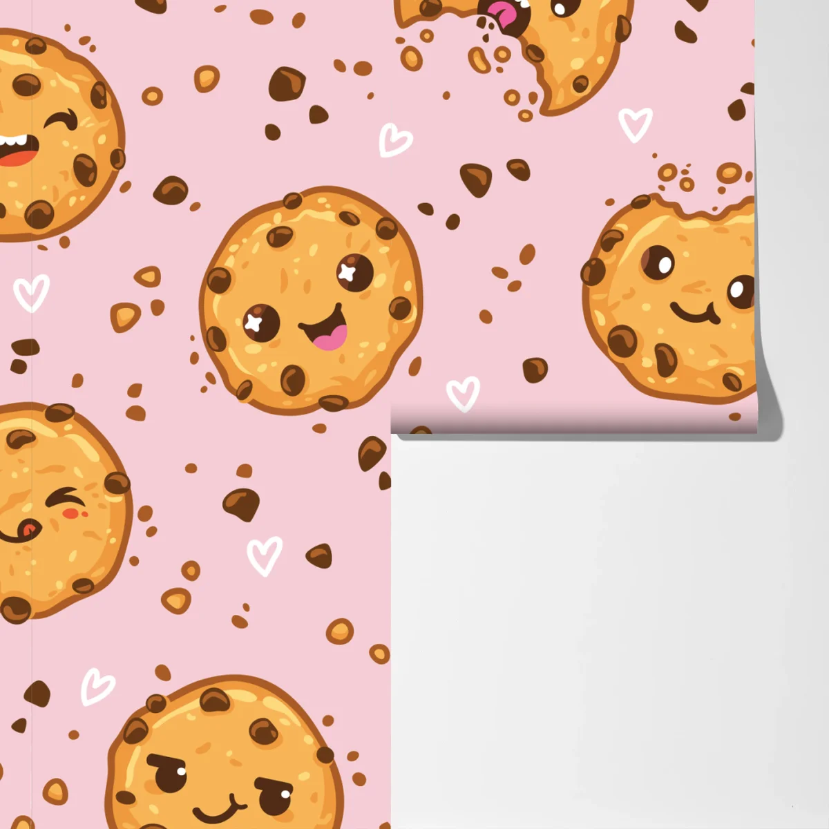 Fototapete niedliches kawaii-keksmuster auf rosa hintergrund Fototapete niedliches kawaii-keksmuster auf rosa hintergrund